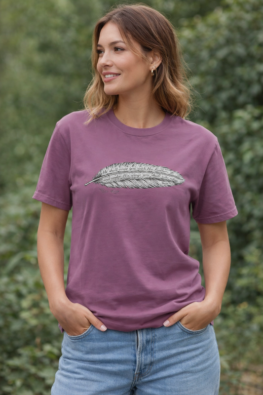 Feather Scripture Shirt | Psalm 91:4 T Shirt