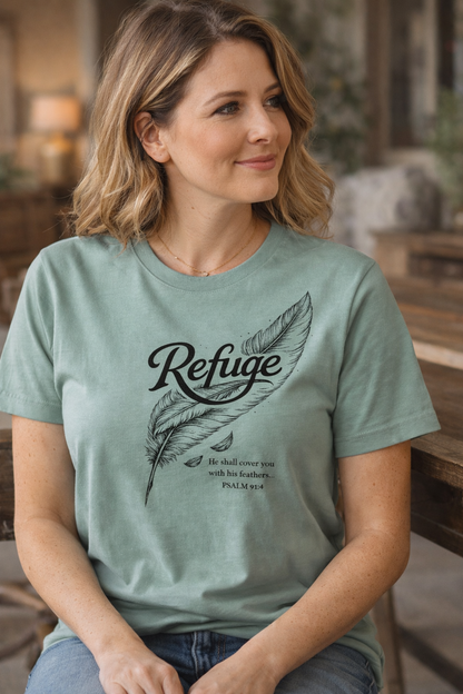 Refuge |  Psalm 91:4 Women's Christian T Shirt
