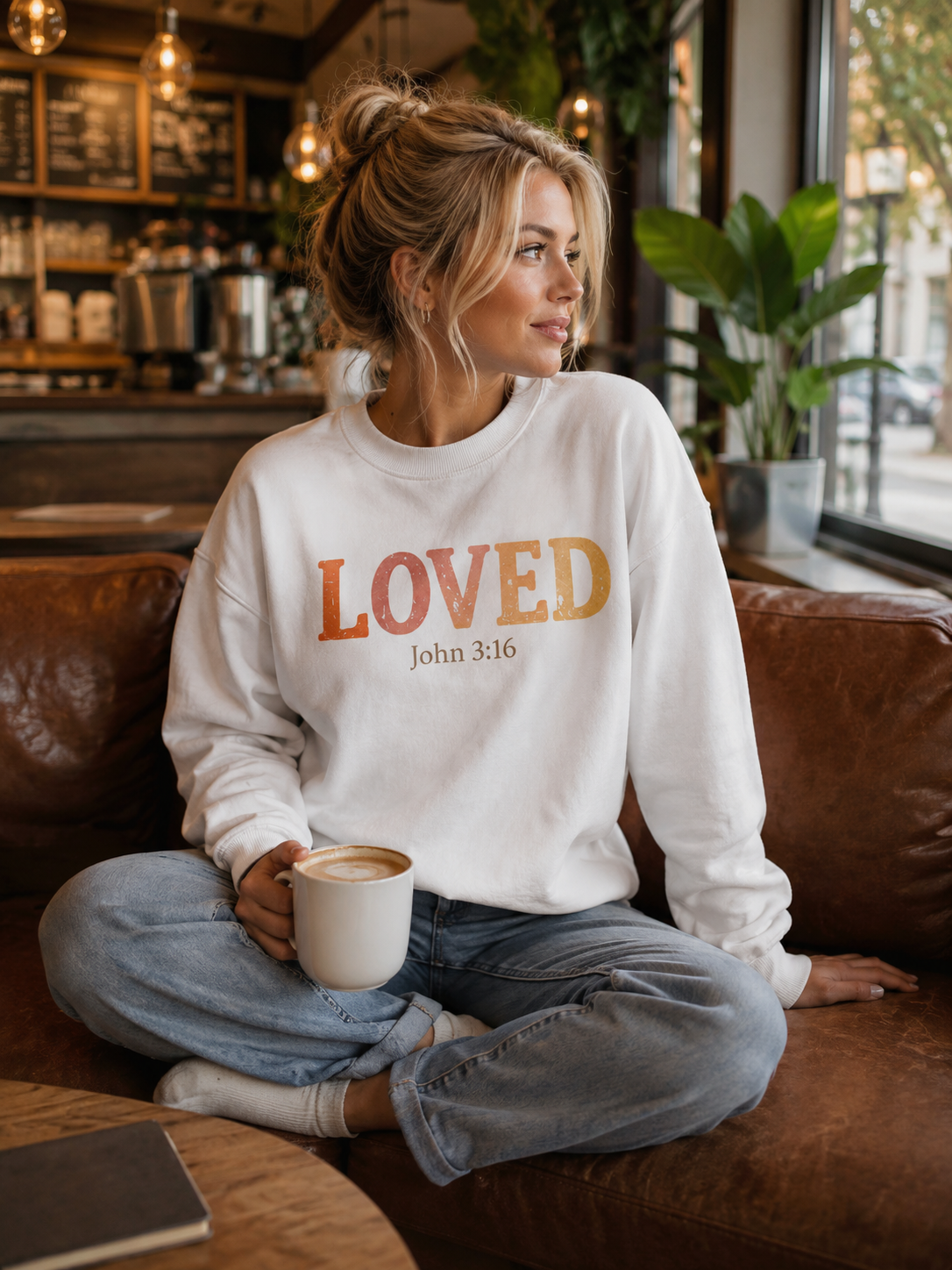 Loved | John 3:16 Premium Christian Crewneck