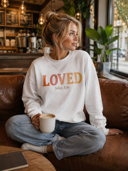 Loved | John 3:16 Premium Christian Crewneck