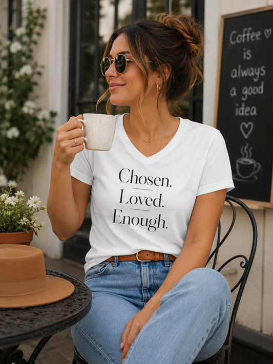 Chosen. Loved. Enough. Women's V Neck